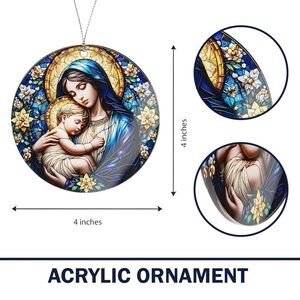 Acrylic Ornament with Blue and Gold Design